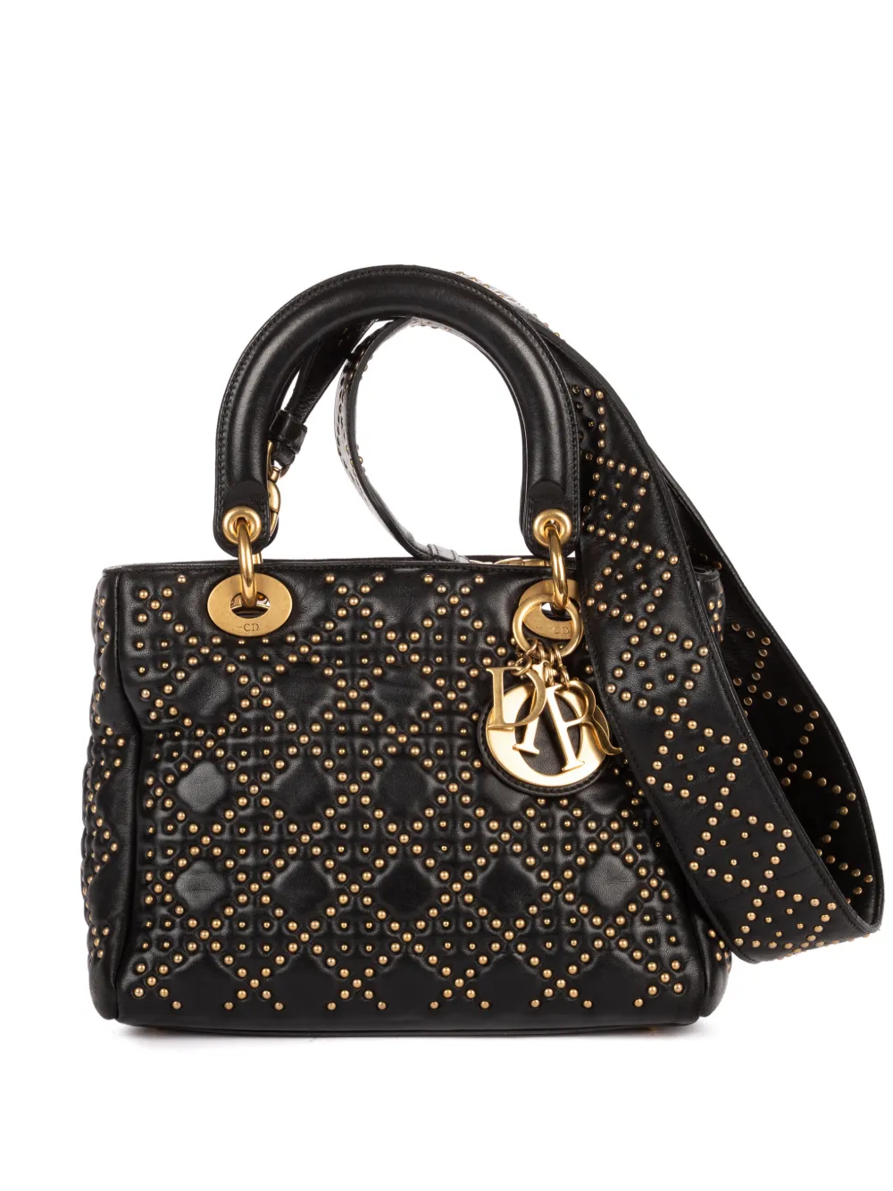 Christian Dior Pre-Owned medium Lady Dior Cannage studded handbag - Schwarz