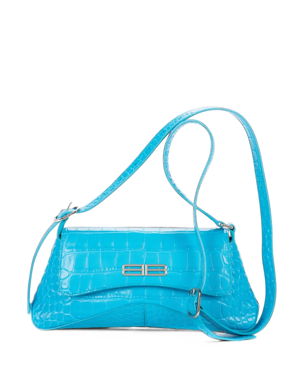 Balenciaga Pre-Owned small XX crocodile-effect flap shoulder bag - Blau