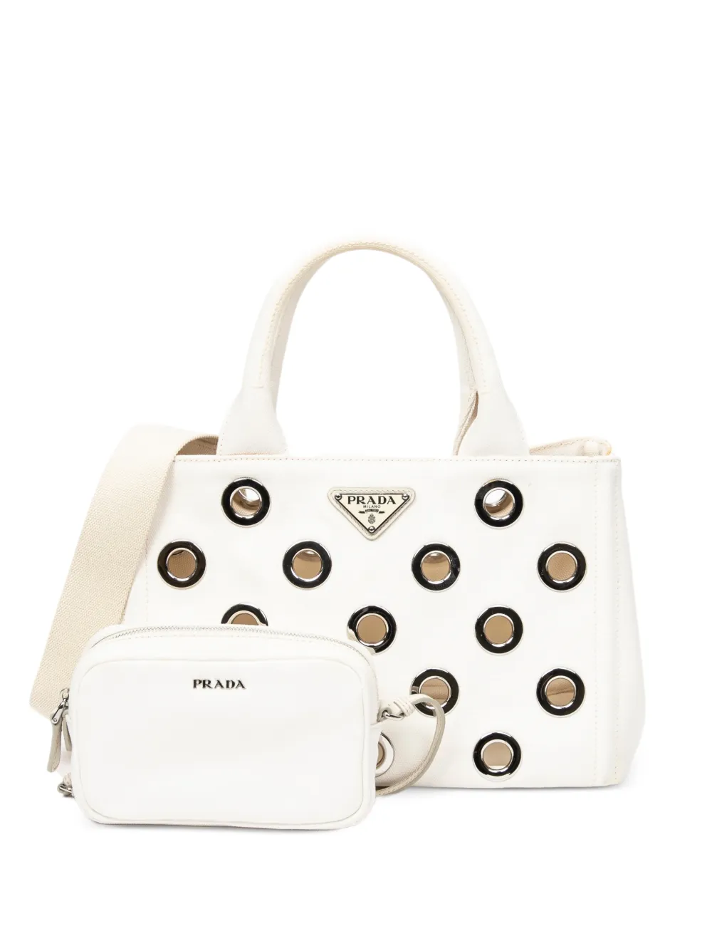 Prada Pre-Owned Grommet Canapa tote bag - White