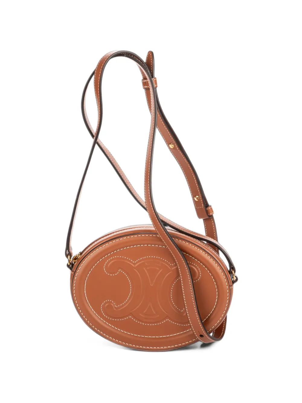 Celine Pre-Owned Triomphe oval mini bag - Braun