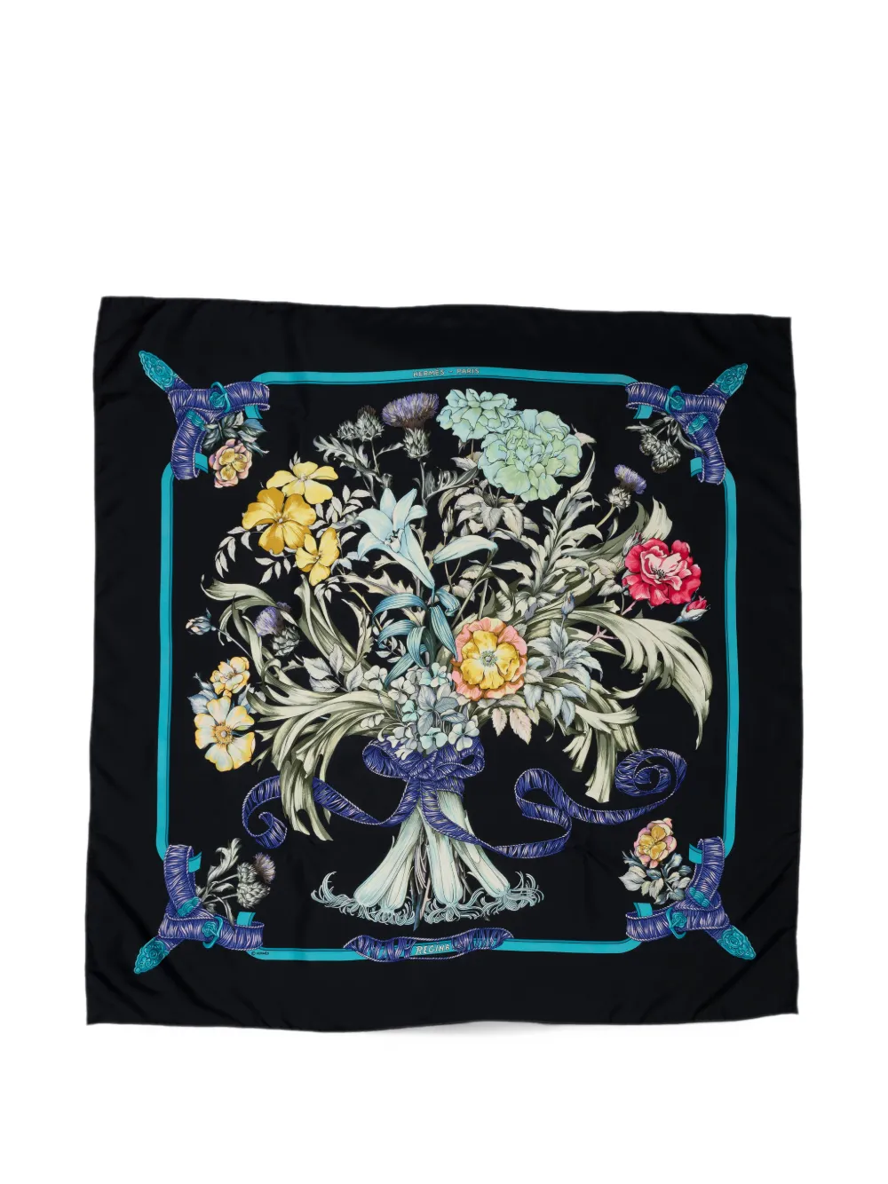Hermès Pre-Owned Regina floral-print scarf - Schwarz
