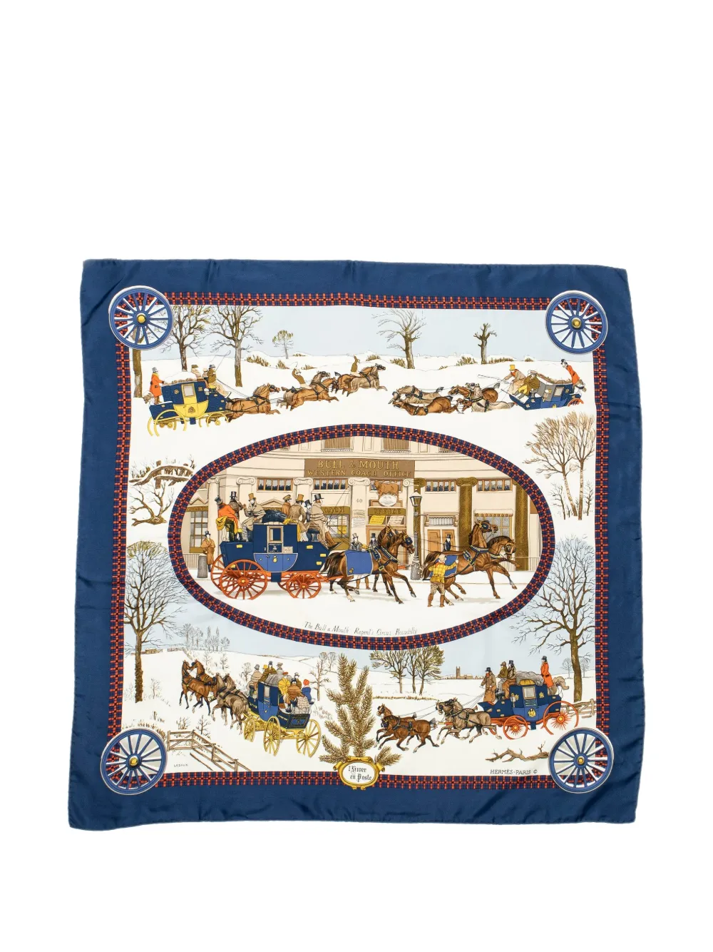 Hermès Pre-Owned L'Hiver en Poste twill silk scarf - Blau