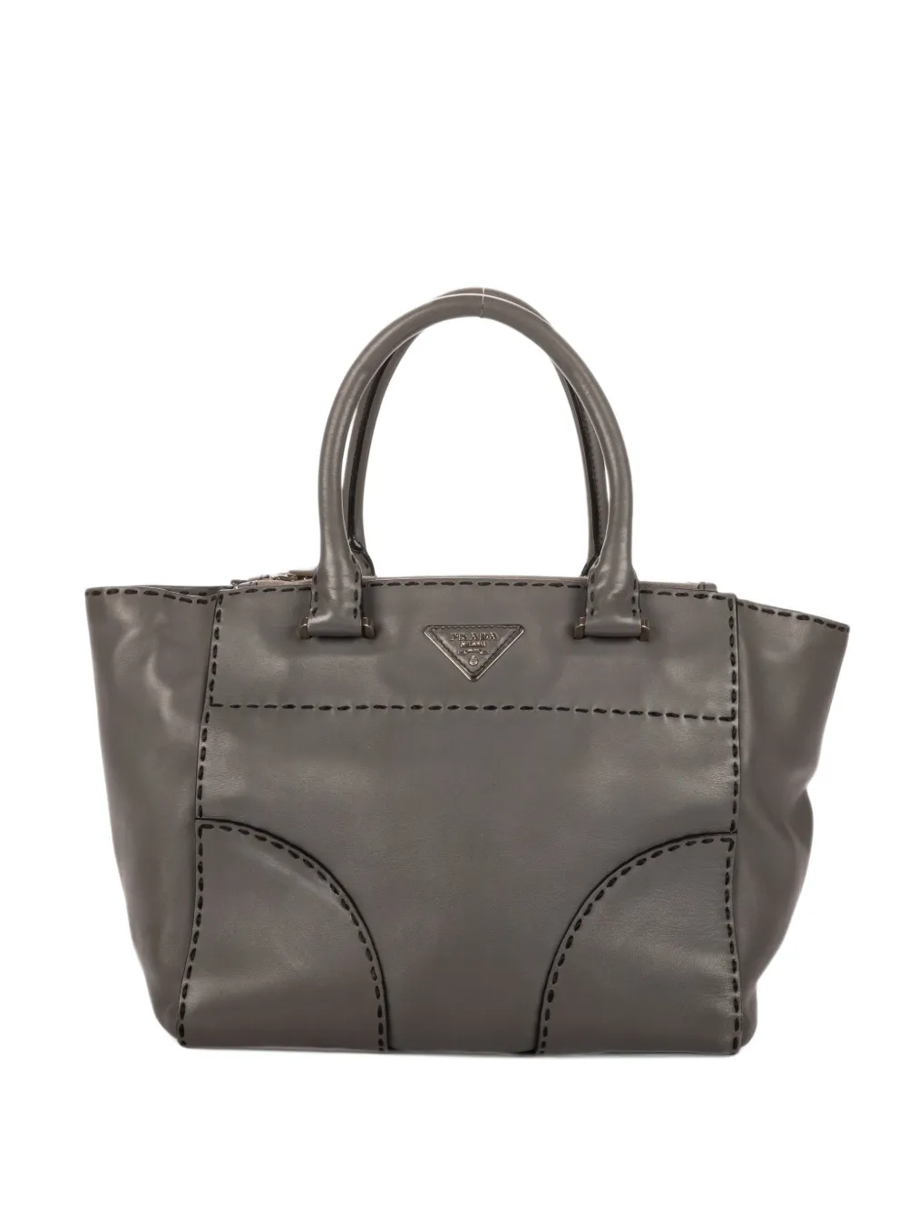 Prada Pre-Owned stitched leather tote bag - Grigio