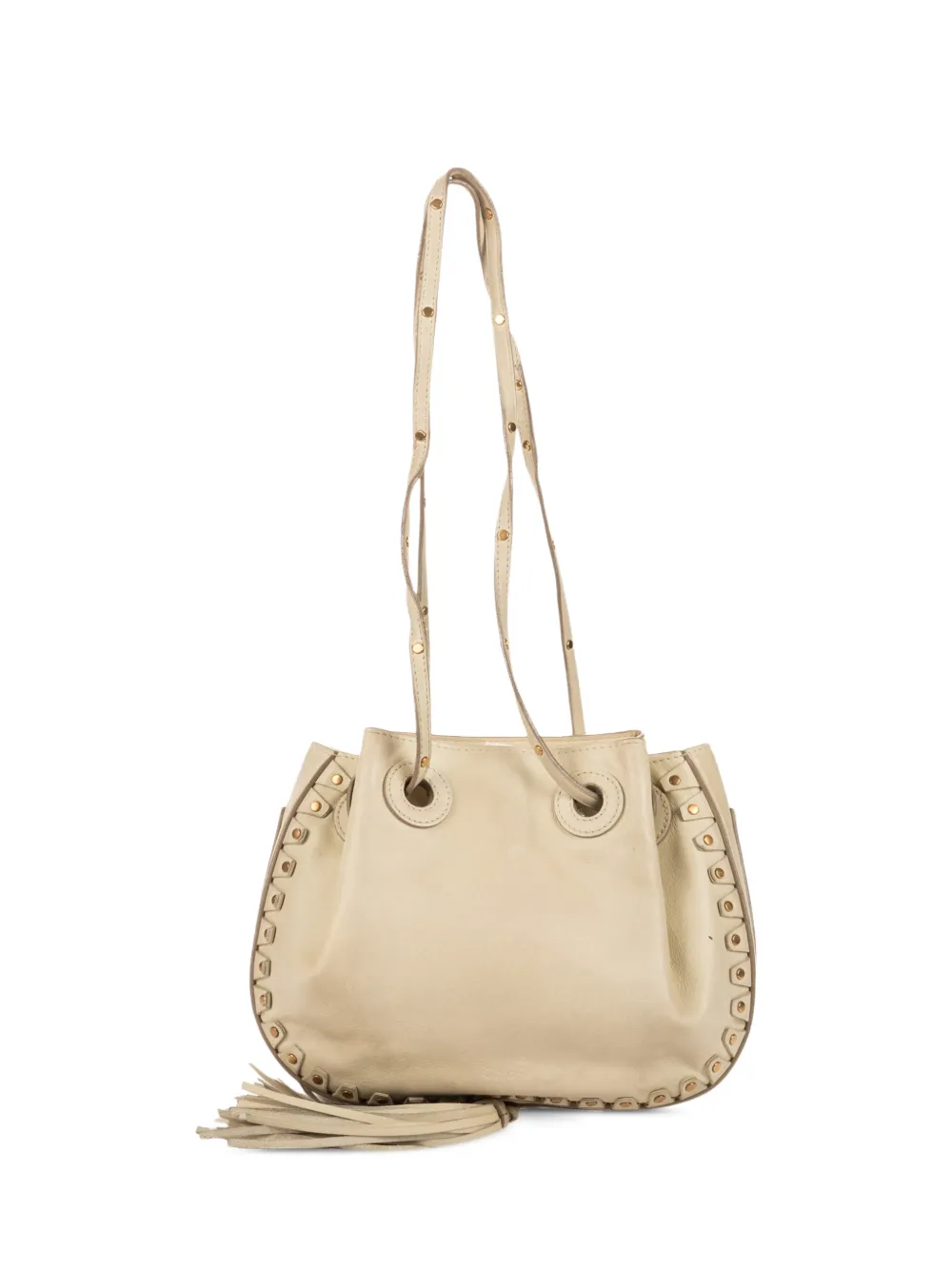 Chloé Pre-Owned studded drawstring-strap crossbody bag - Nude