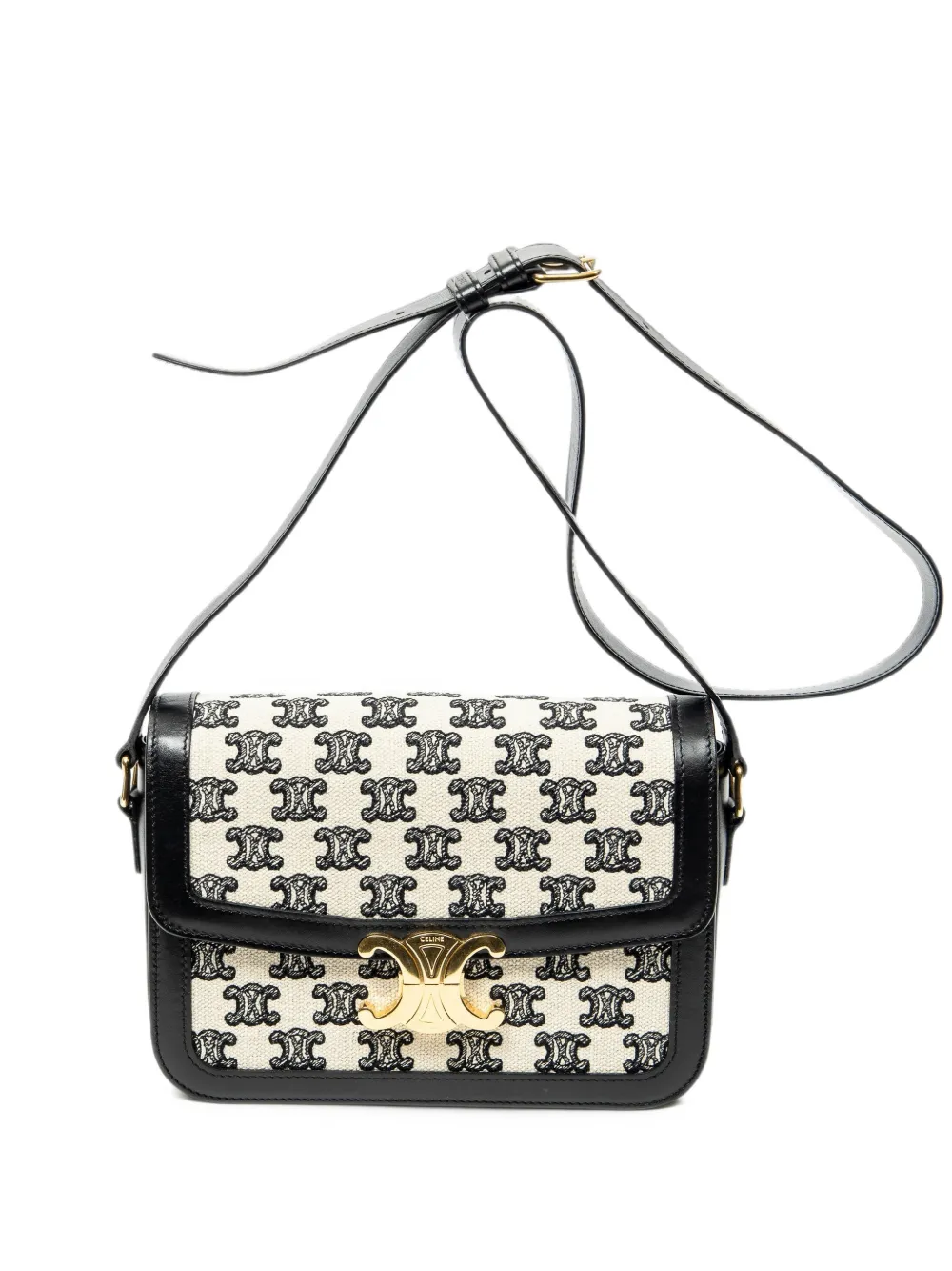 Celine Pre-Owned Triomphe embroidered shoulder bag - Black