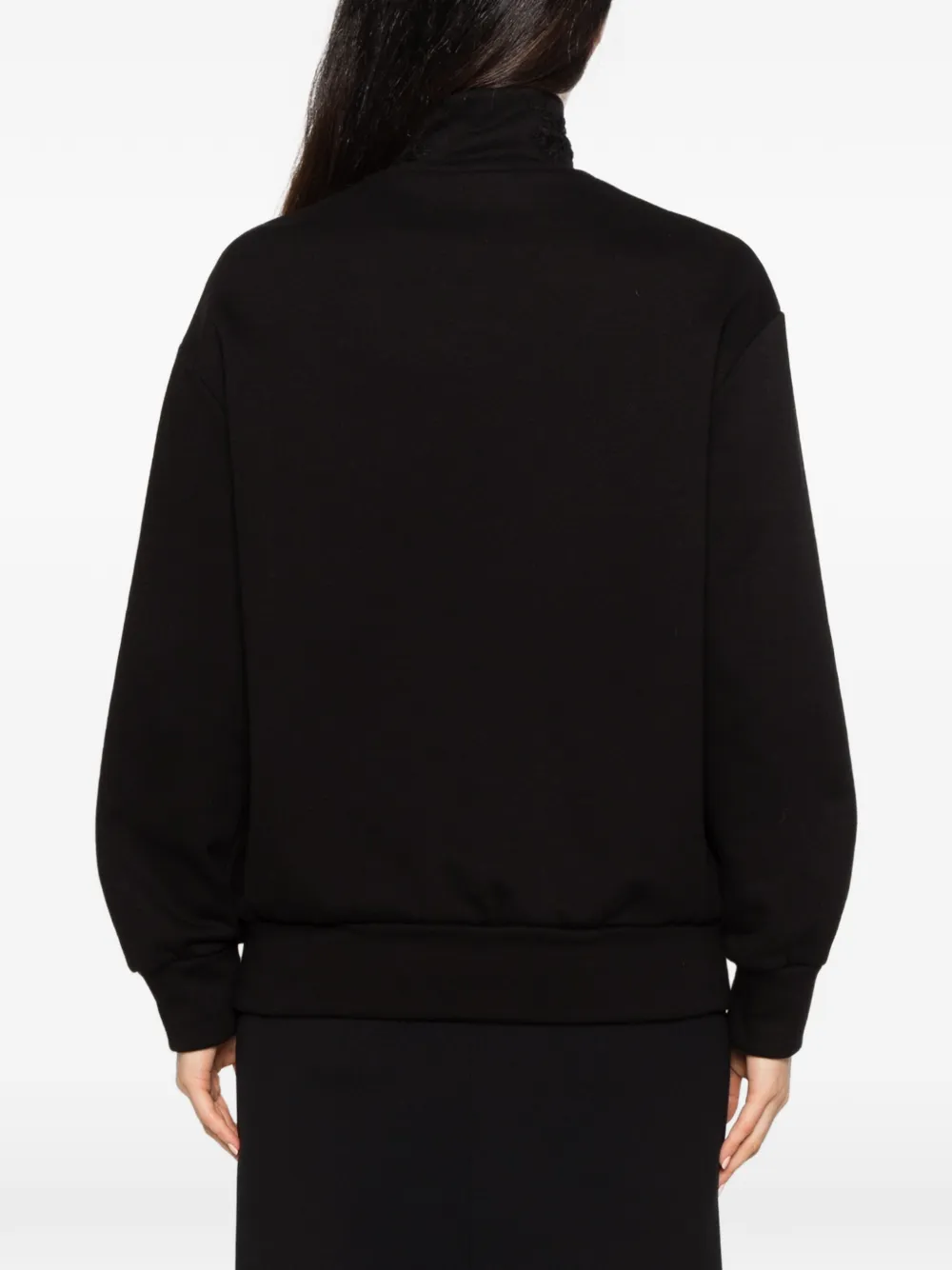 Ermanno Scervino lace-embroidered zip-up jacket Zwart