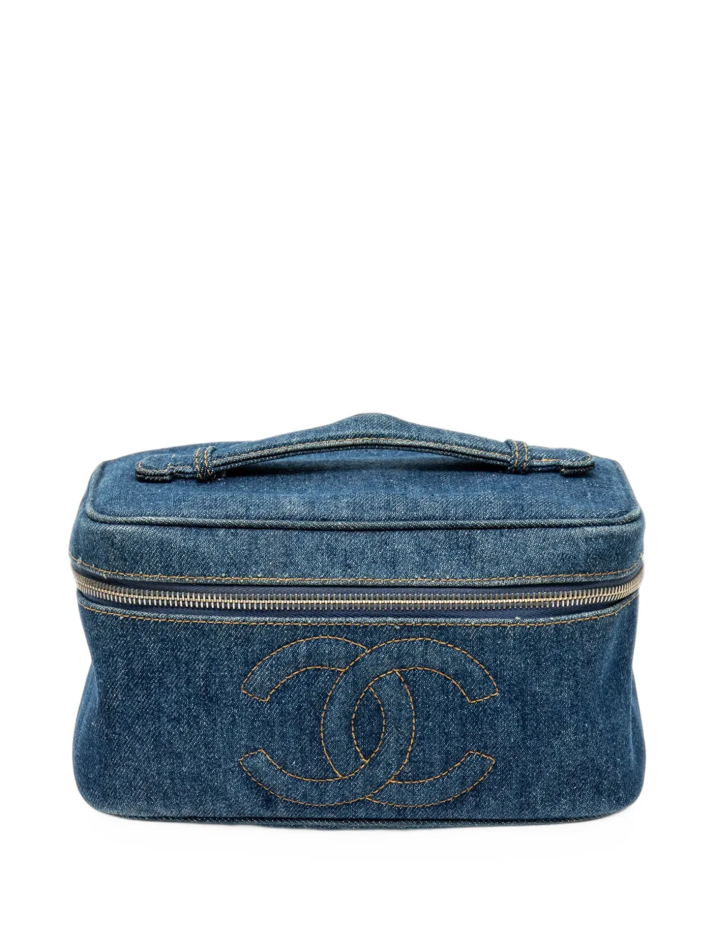 CHANEL Pre-Owned 1996–1997 Rare CC denim vanity case - Blue