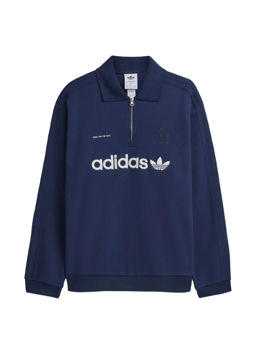 Song For The Mute x Adidas Adi008 quarter-zip waffle-knit polo shirt Blauw