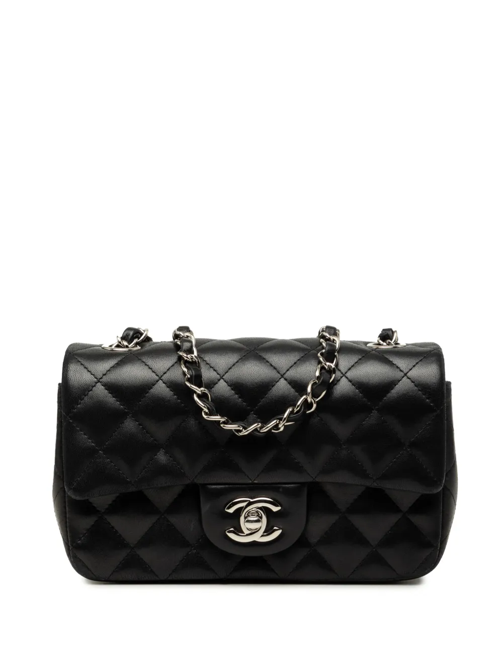 CHANEL Pre-Owned 2014 Mini Rectangular Classic Lambskin Valentines Heart Charms Single Flap crossbody bag - Black