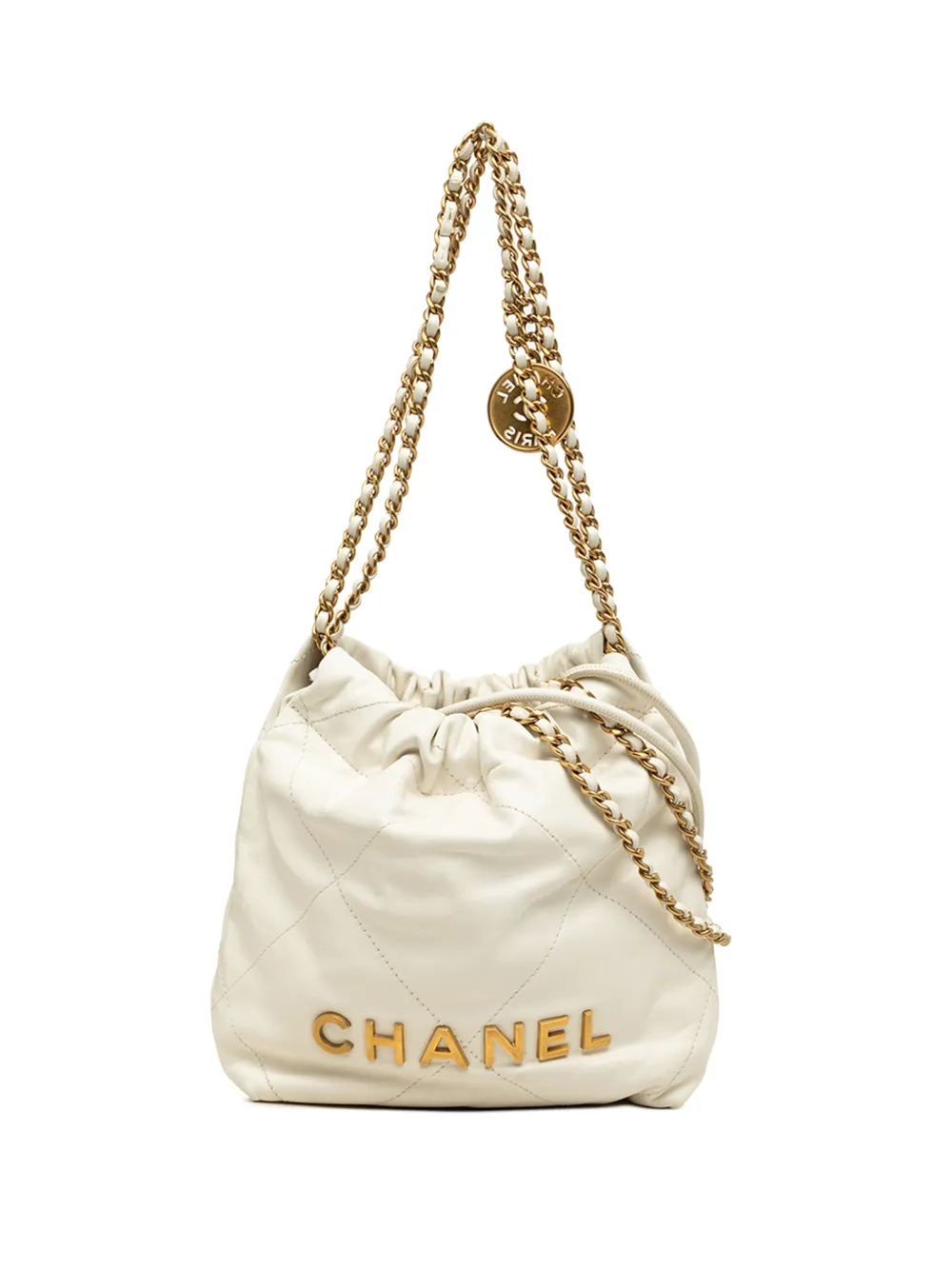 CHANEL Pre-Owned 2021-2026 Mini Shiny Calfskin 22 Hobo satchel - White