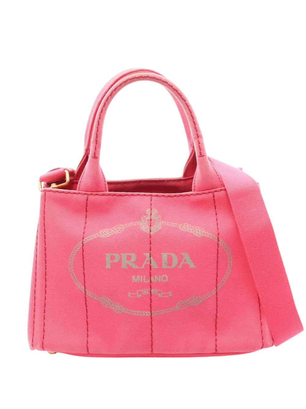 Prada Pre-Owned 2013-2026 Small Canvas Canapa Logo Tote satchel - Rosa