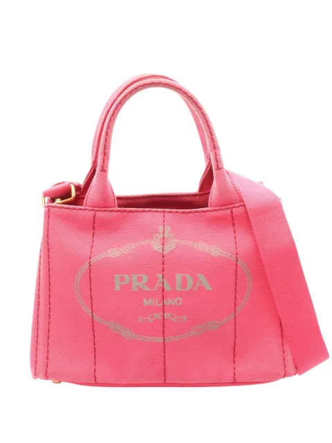 Prada Pre-Owned bolsa satchel Canapa pequeña de lona con logo 2013-2026