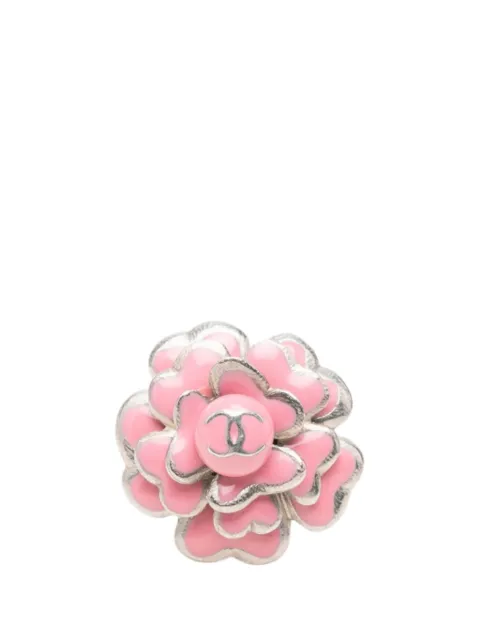 CHANEL Pre-Owned 2003 CC Brass and Enamel Camellia Ring costume ring