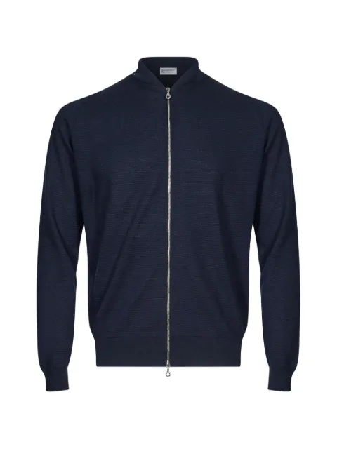 John Smedley 16Silgular zip-up waffle-knit cardigan