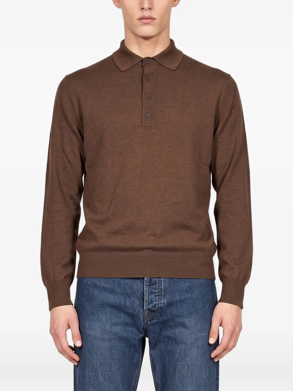 Kangra Poloshirt met lange mouwen Bruin