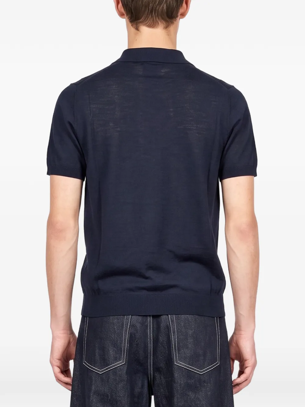 Kangra short-sleeve knitted sweater Blauw