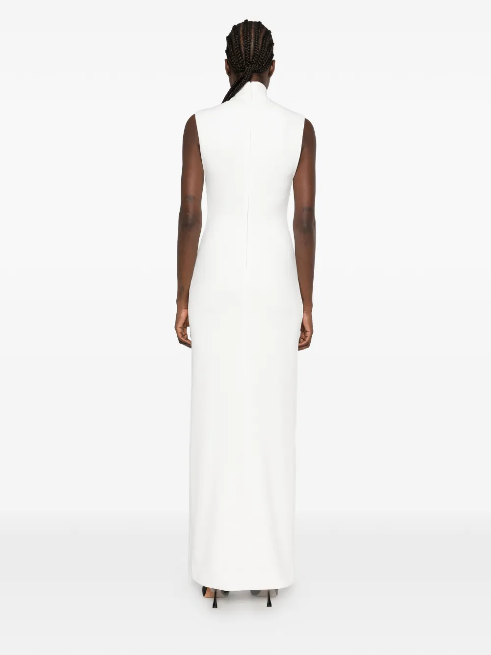 Solace London high-neck side-slit maxi dress Wit