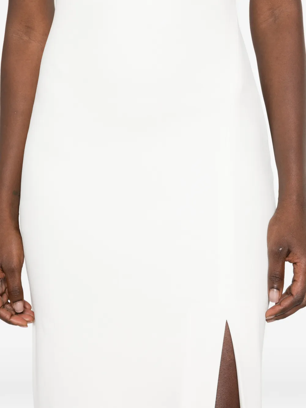 Solace London high-neck side-slit maxi dress Wit