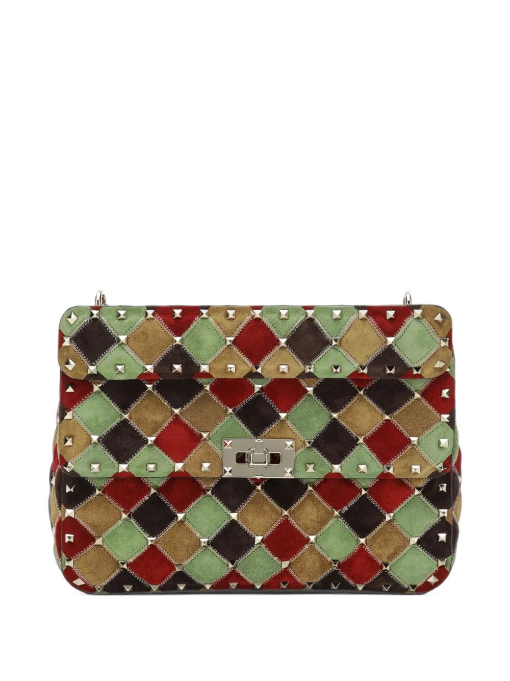 Valentino Garavani medium Rockstud patchwork shoulder bag - Marrone