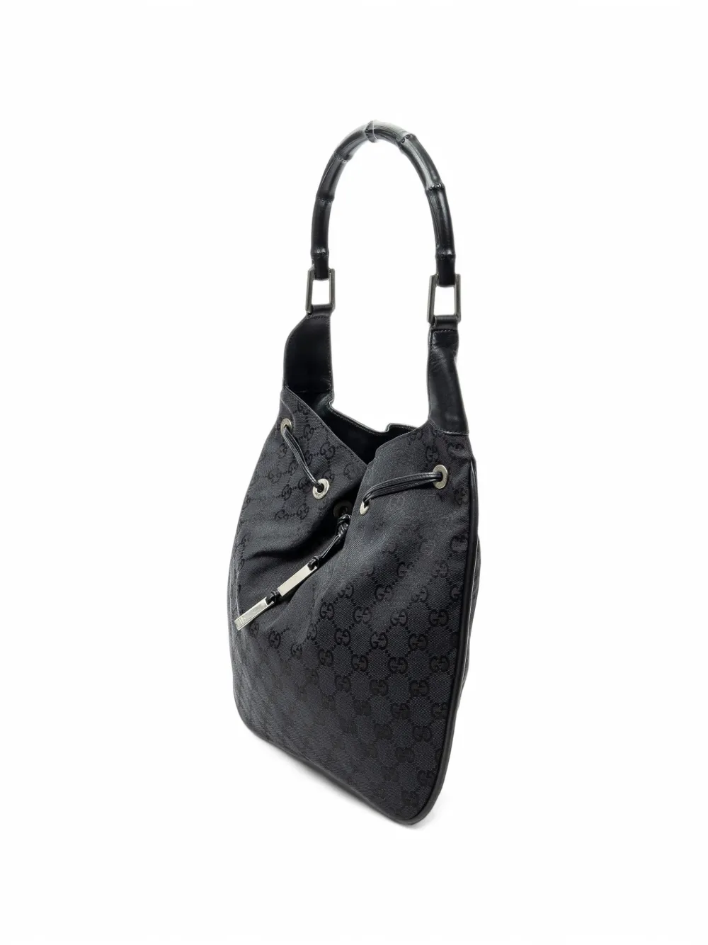 Gucci Pre-Owned Bamboo drawstring tote bag - Noir
