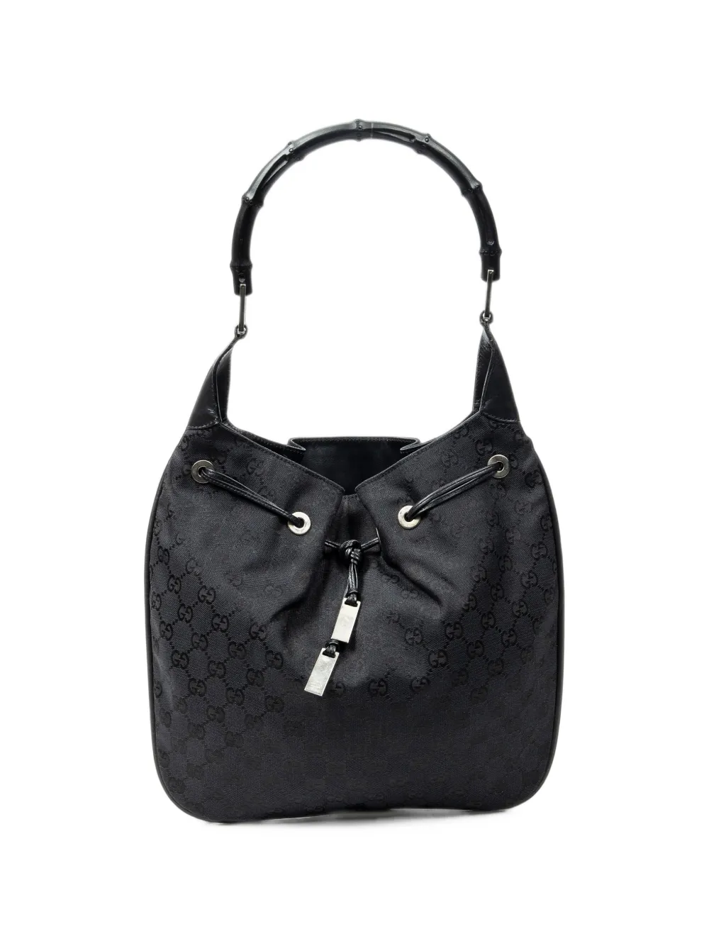 Gucci Pre-Owned Bamboo drawstring tote bag - Nero