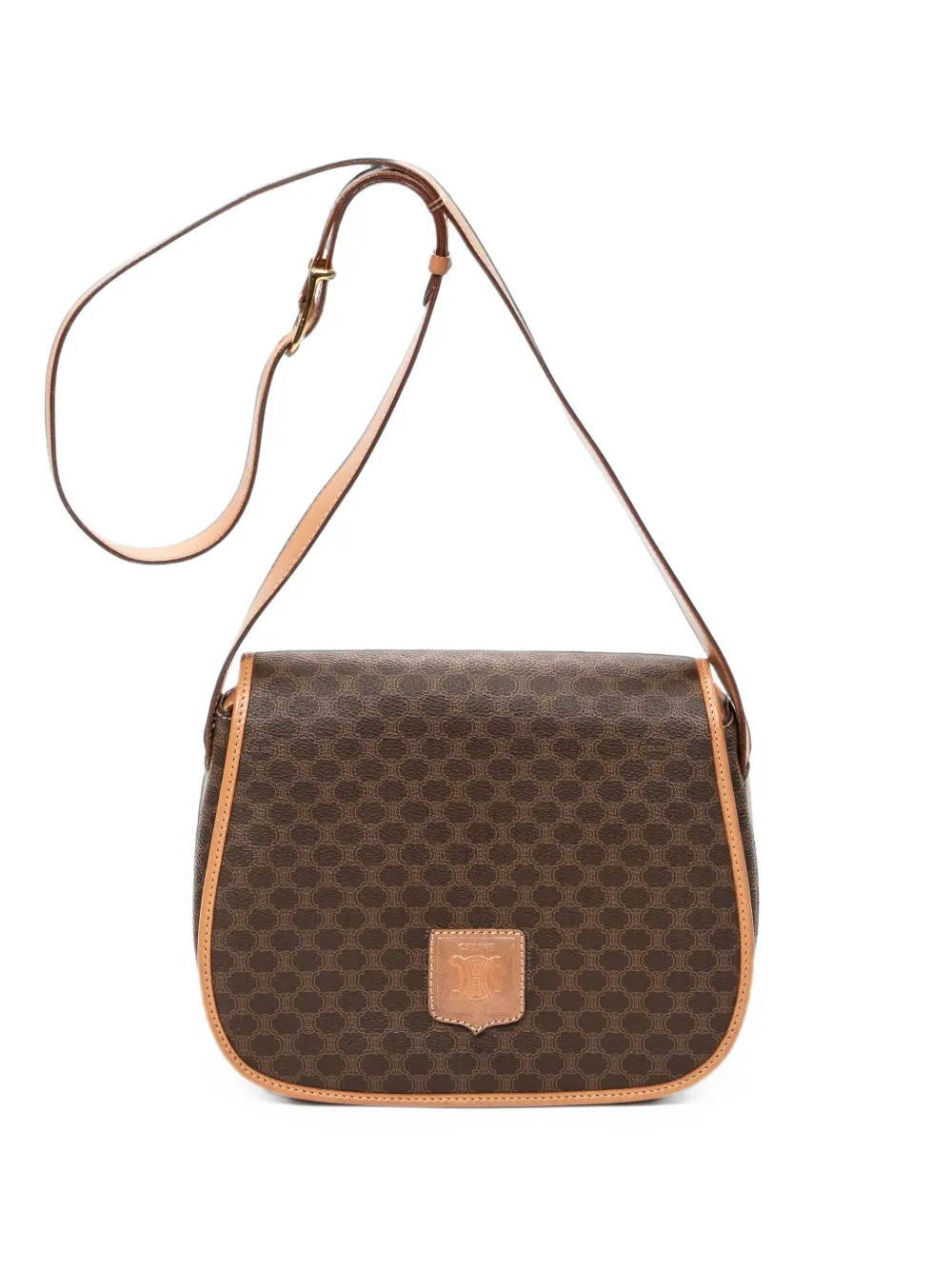 Celine Pre-Owned Macadam canvas foldover-top cross body bag - Braun