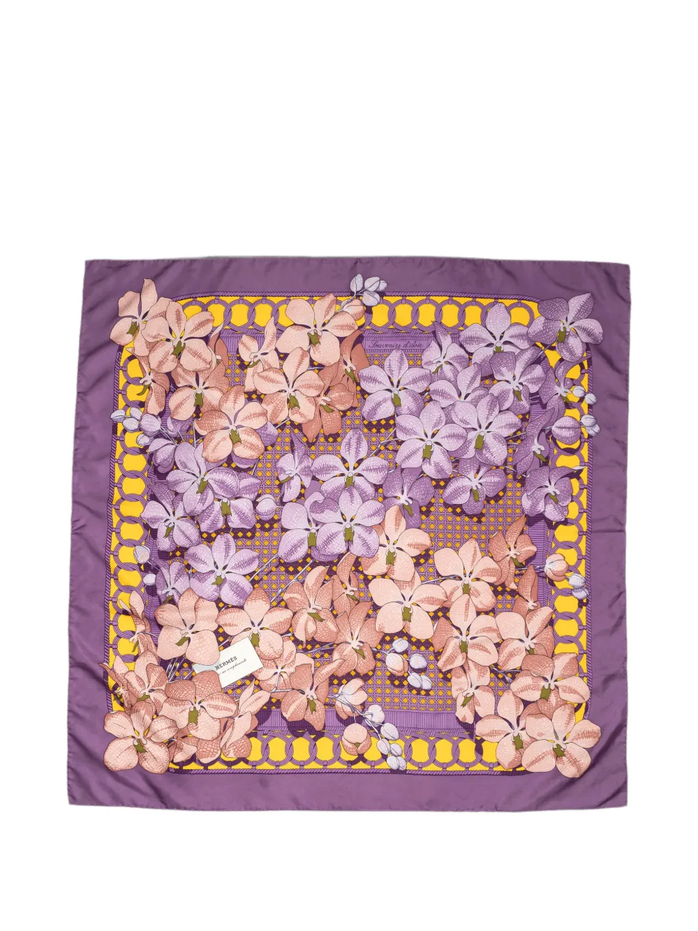 Hermès Pre-Owned floral-print silk scarf - Violett