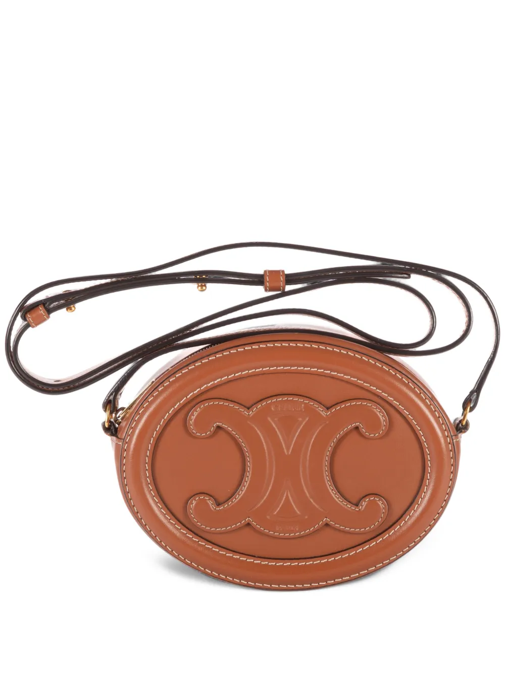 Celine Pre-Owned Cuir Triomphe oval mini bag - Braun