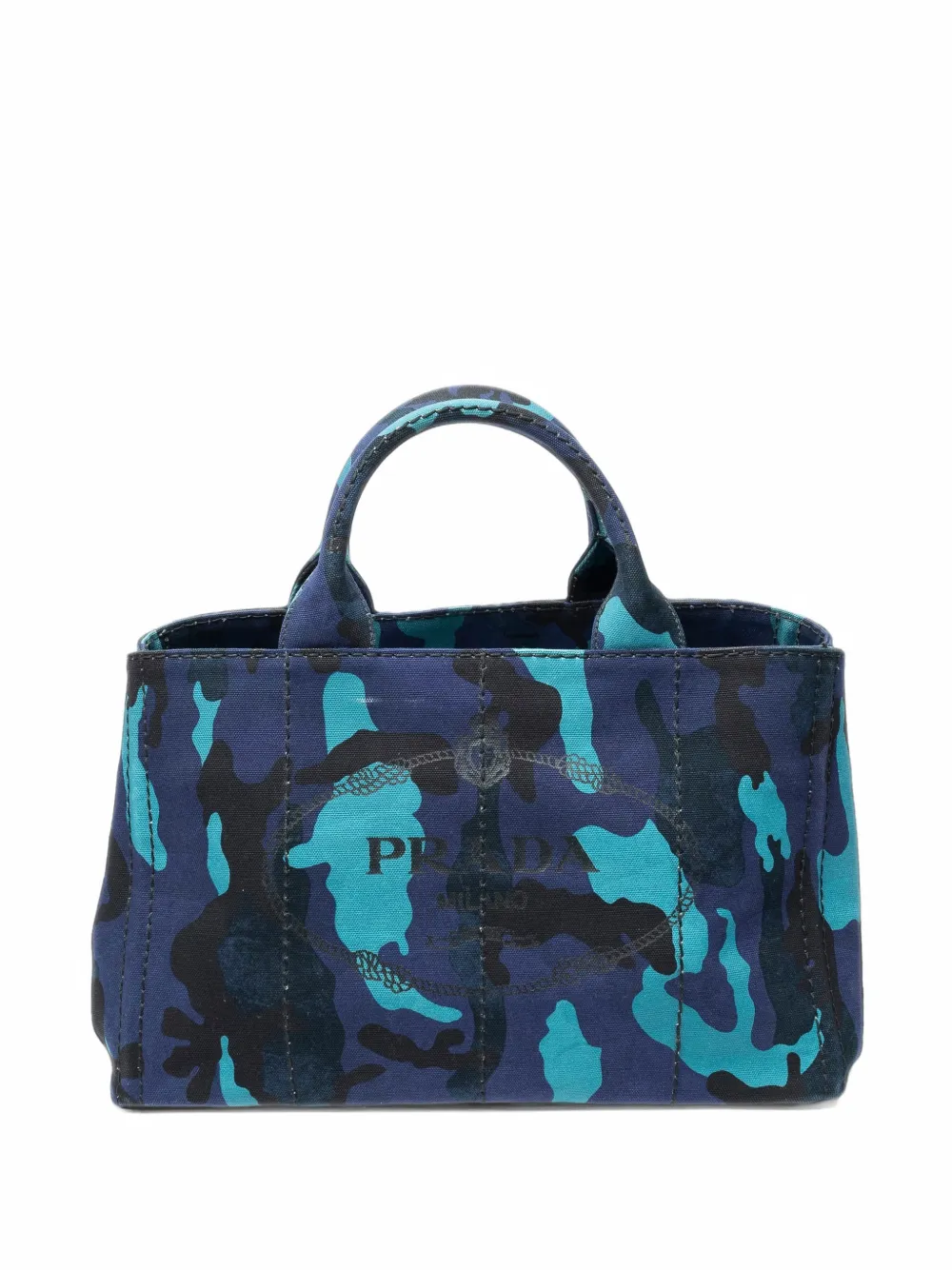 Prada Pre-Owned medium Canapa camouflage tote bag - Blu