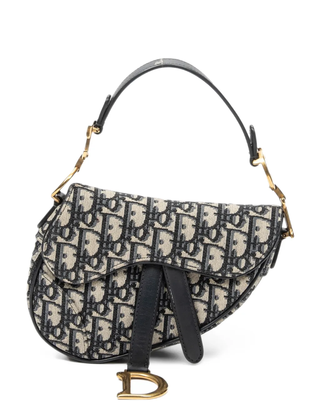 Christian Dior Pre-Owned mini Oblique Jacquard saddle shoulder bag - Nude
