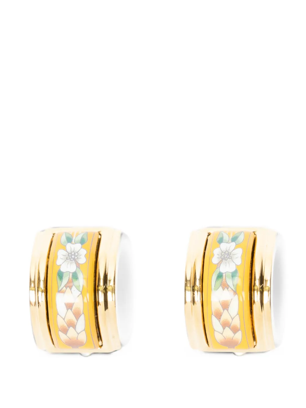 Hermès Pre-Owned floral-motif enamel earrings - Gold