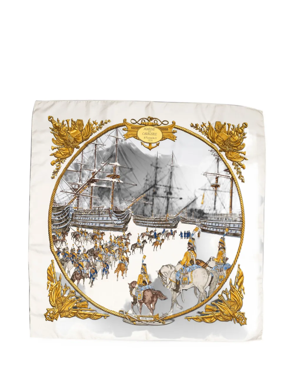Hermès Pre-Owned Marine et Cavalerie silk scarf - Weiß