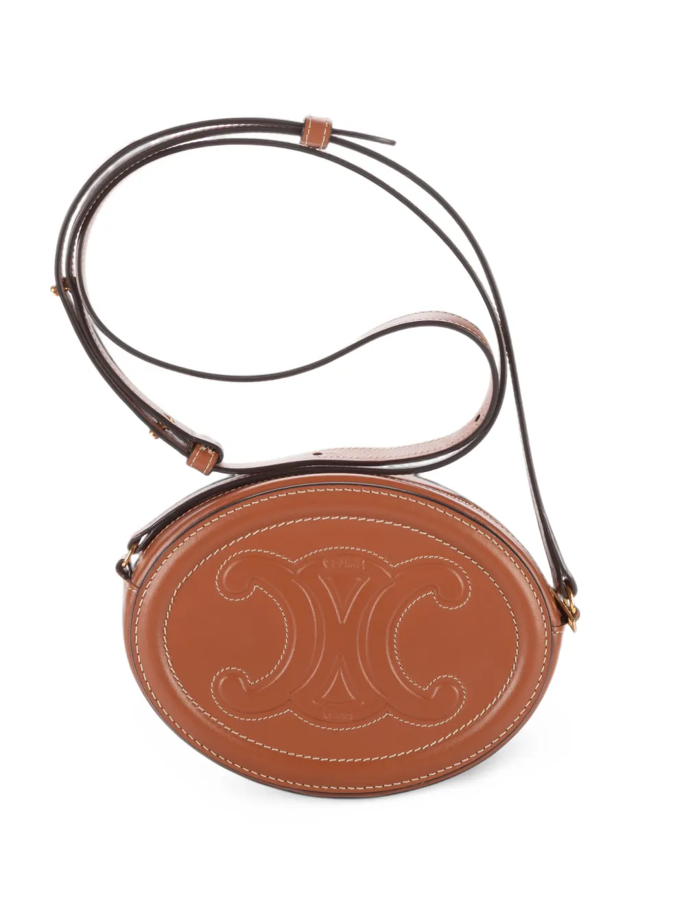 Celine Pre-Owned Cuir Triomphe oval shoulder mini bag - Braun