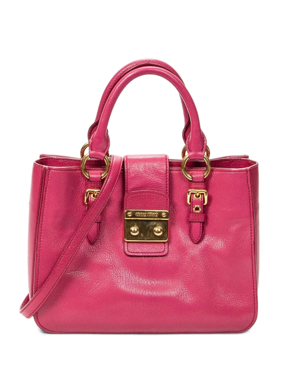 Miu Miu Pre-Owned Madras leather push-lock tote bag - Rosa