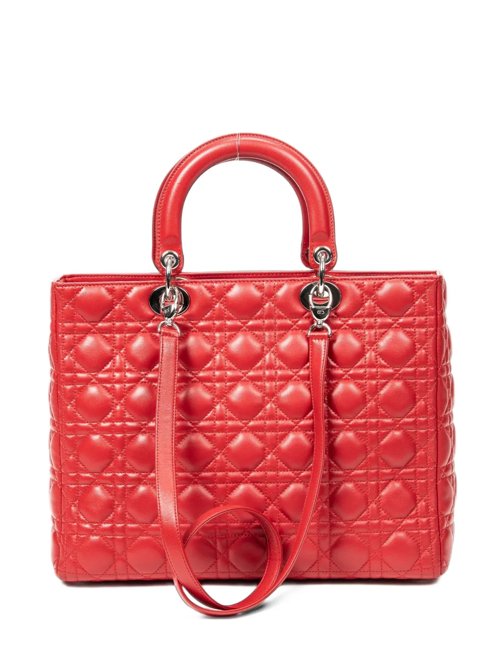 Christian Dior Pre-Owned large Lady Dior Cannage tote bag - Rot