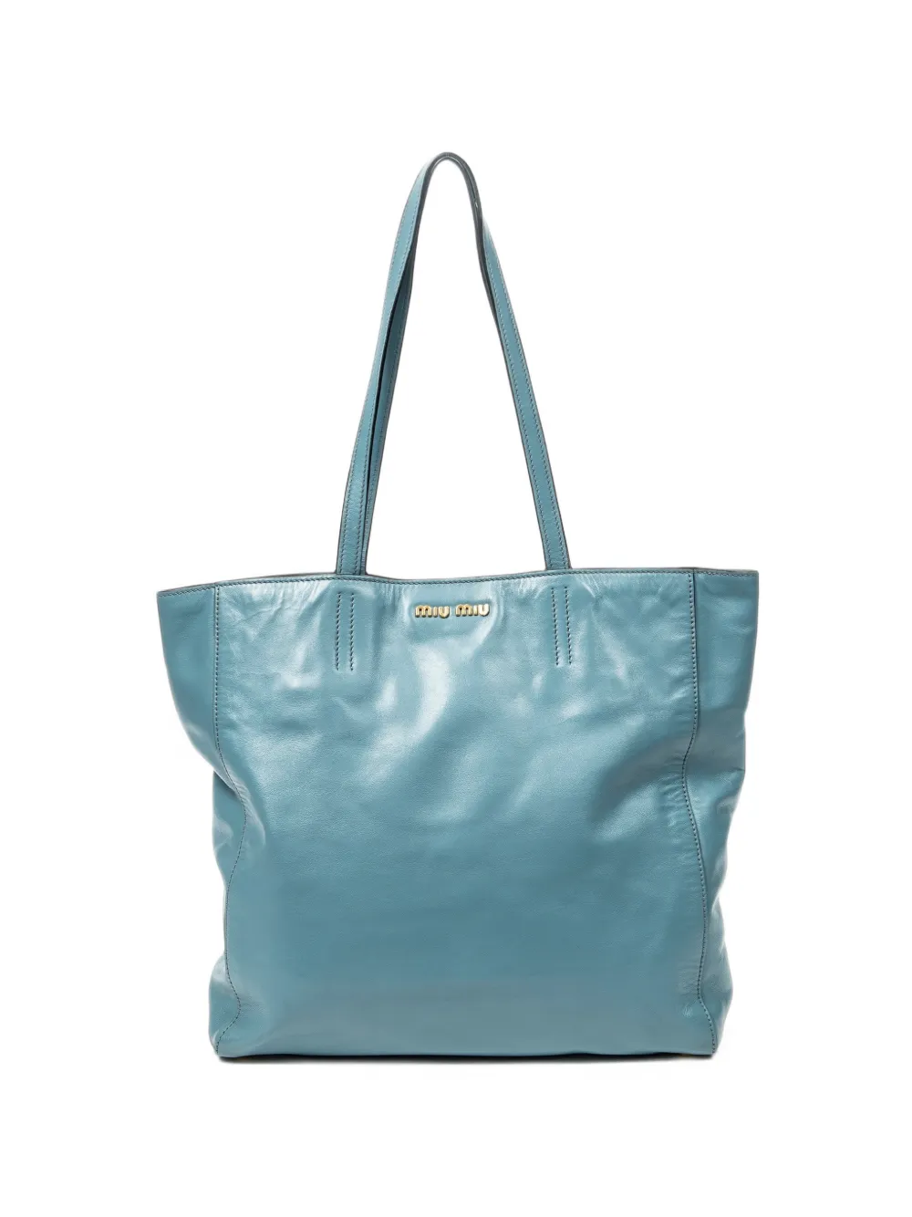 Miu Miu Pre-Owned logo-plaque leather shoulder bag - Blu