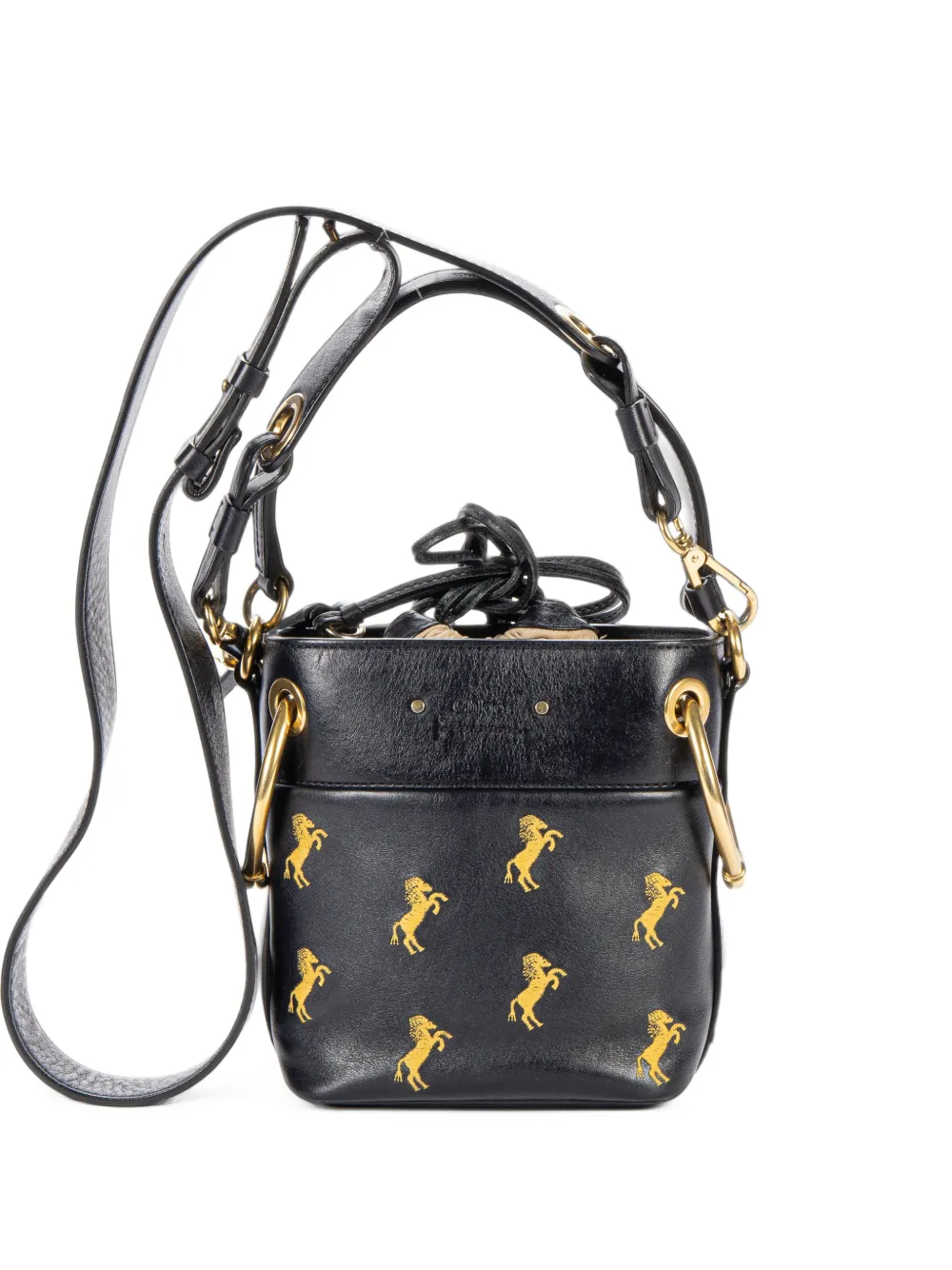 Chloé Pre-Owned mini Roy embroidered bucket bag - Schwarz