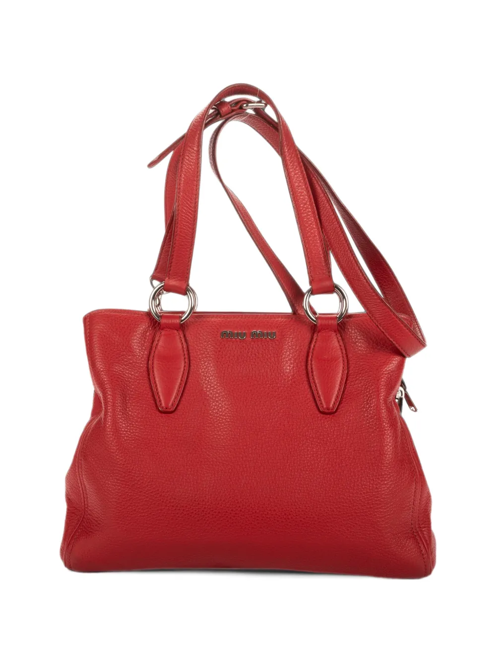 Miu Miu Pre-Owned logo-plaque tote bag - Red