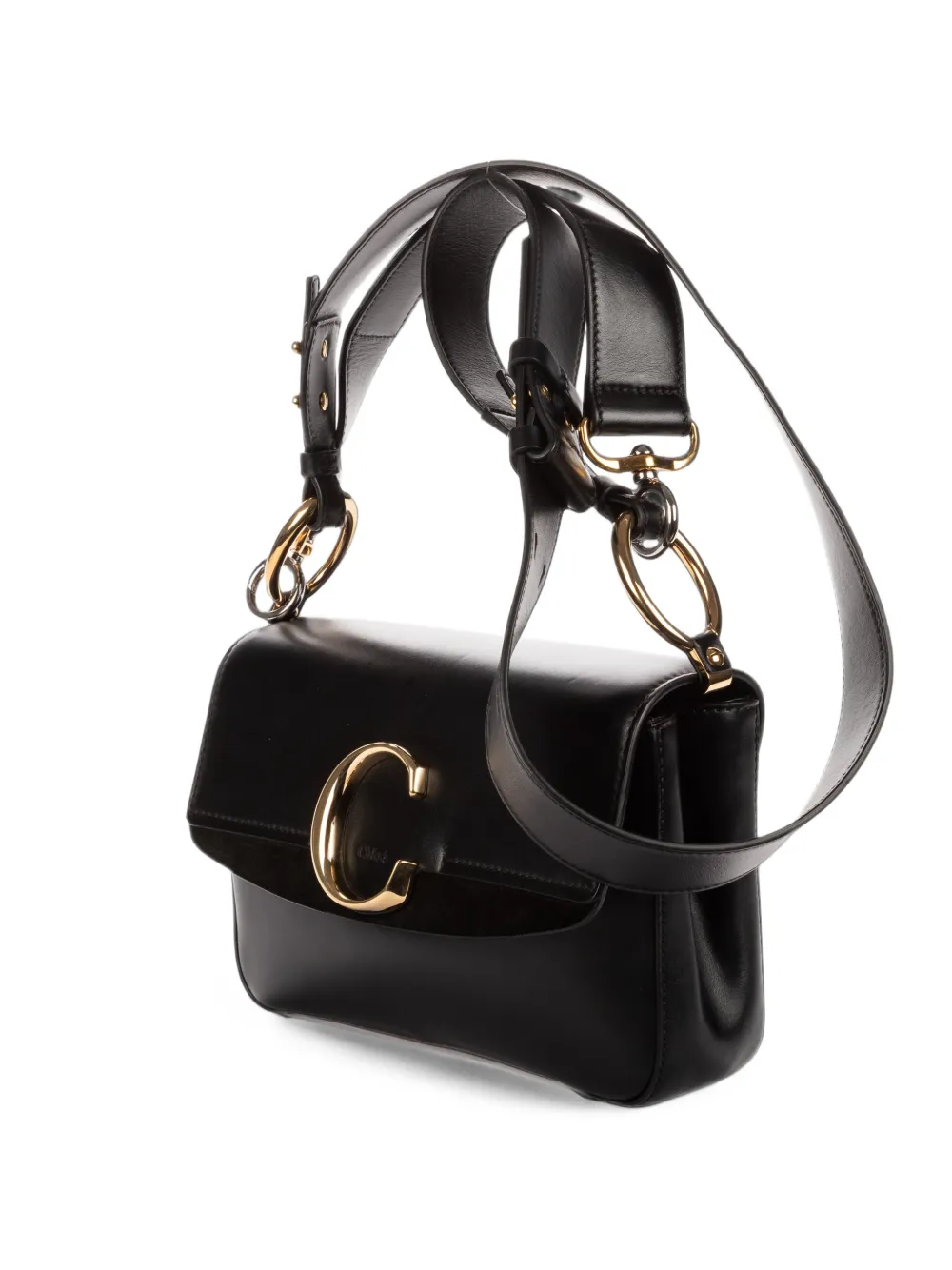 Chloé Pre-Owned medium C calfskin shoulder bag - Black