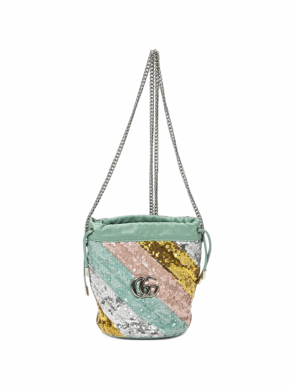 Gucci Pre-Owned small GG Marmont sequin-embellished bucket bag - Blue
