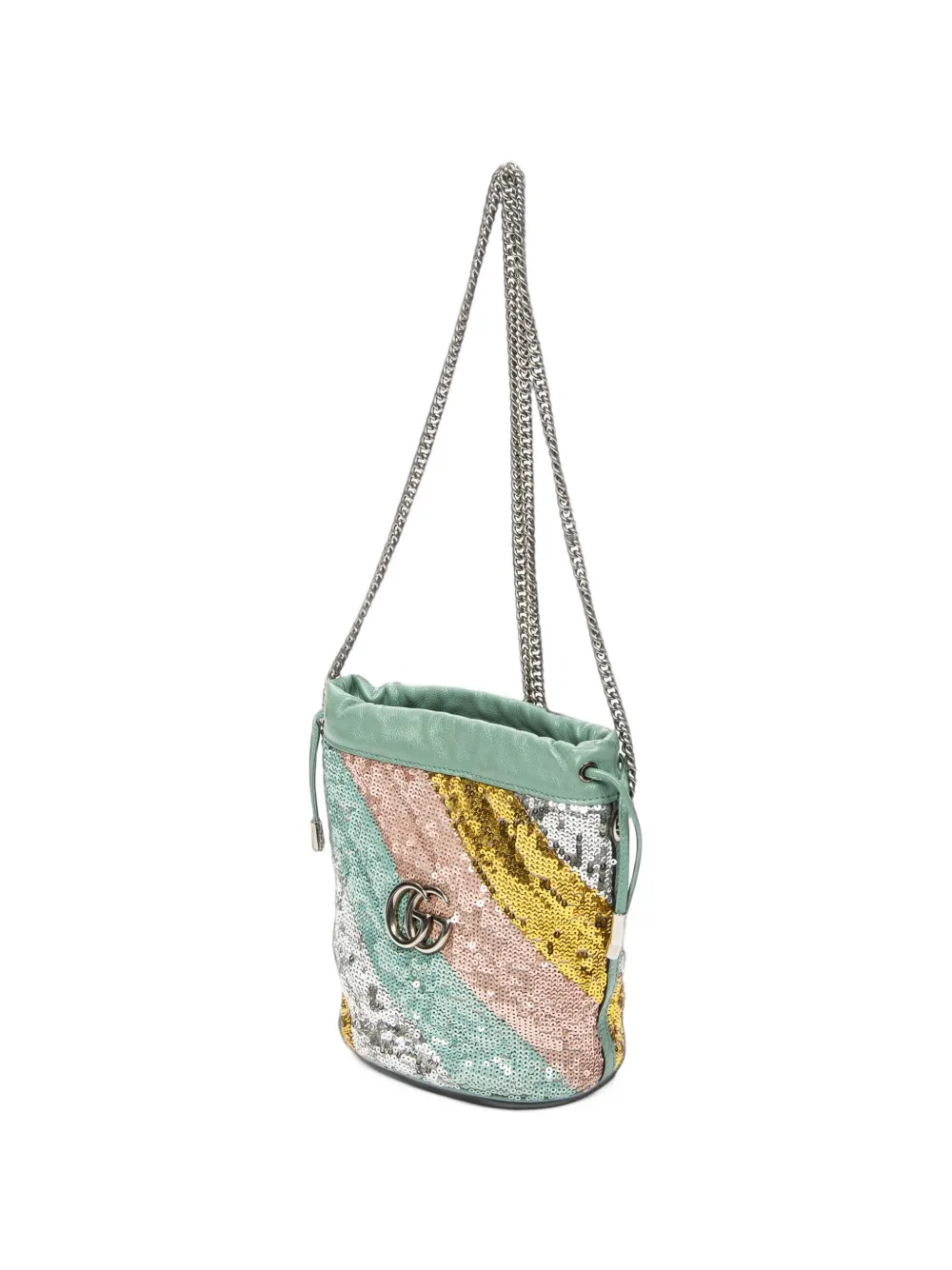 Gucci Pre-Owned small GG Marmont sequin-embellished bucket bag Blauw
