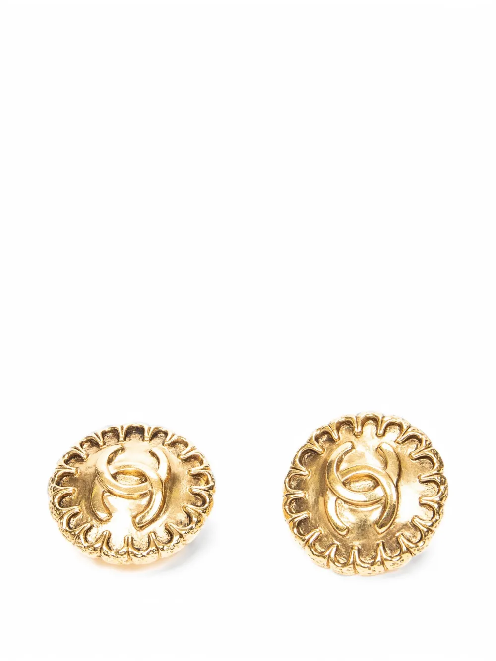 CHANEL Pre-Owned CC round clip-on earrings - Gold
