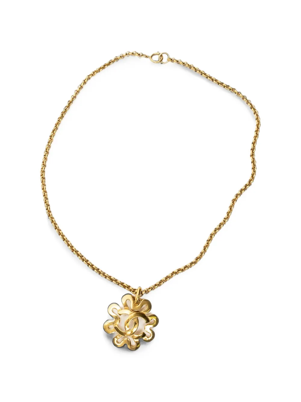 CHANEL Pre-Owned CC twisted flower necklace - Gold