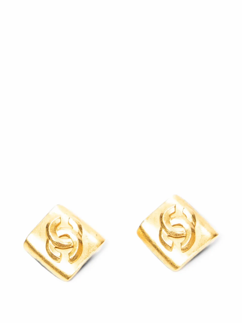 CHANEL Pre-Owned CC diamond-shaped clip-on earrings - Gold