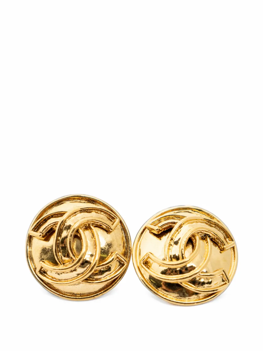 CHANEL Pre-Owned 1994 CC shell-shaped clip-on earrings - Gold