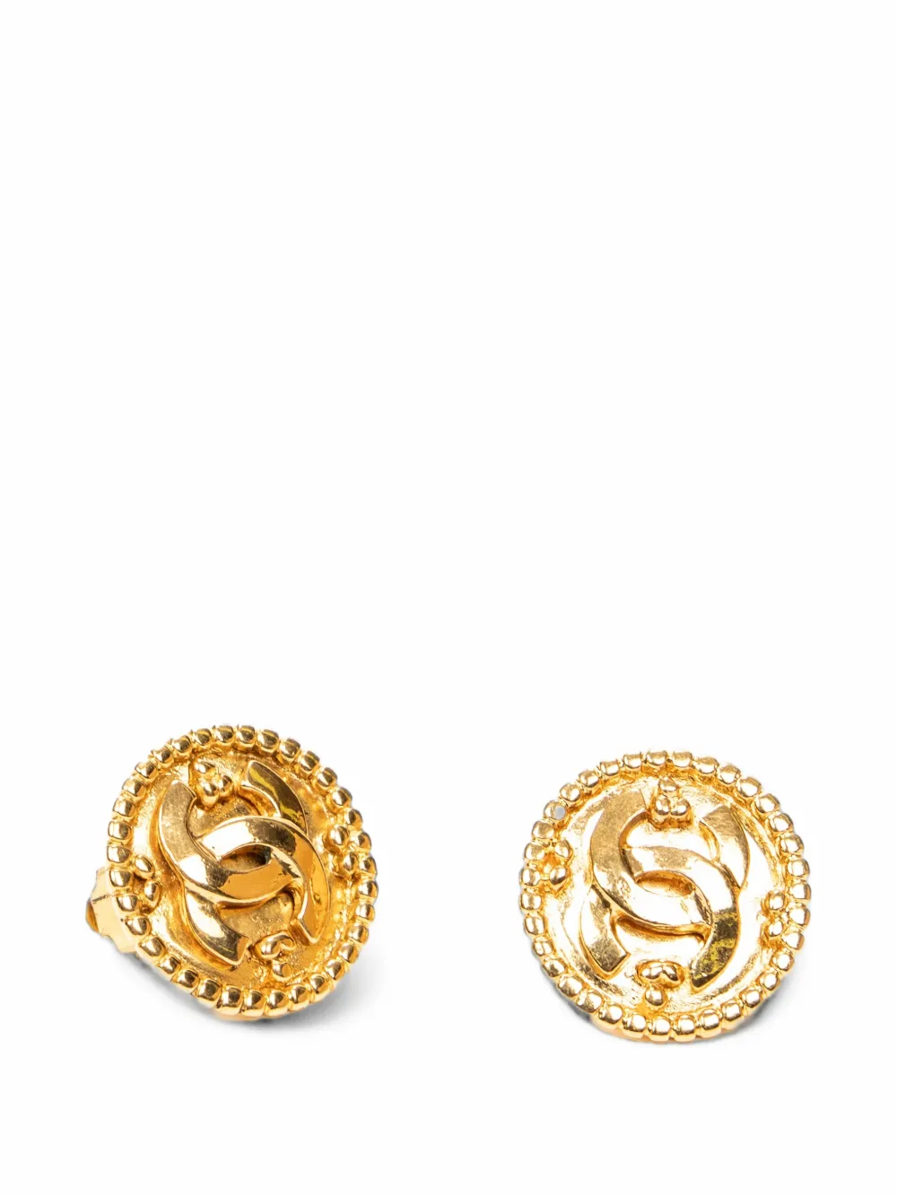 CHANEL Pre-Owned 1996 CC round clip-on earrings - Oro
