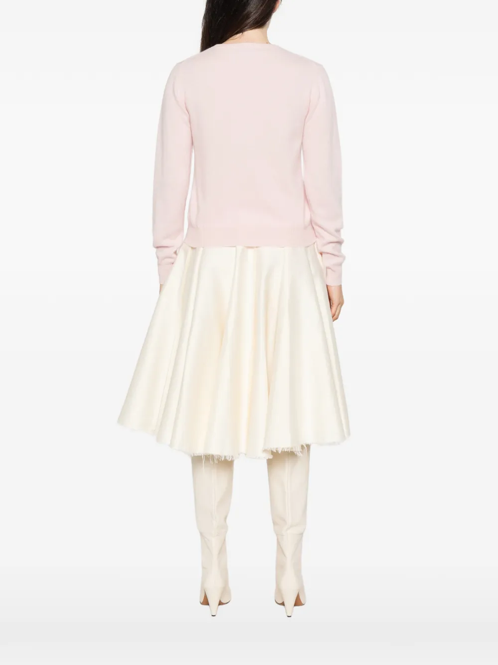 Aragona button-up ribbed-trim cardigan Roze