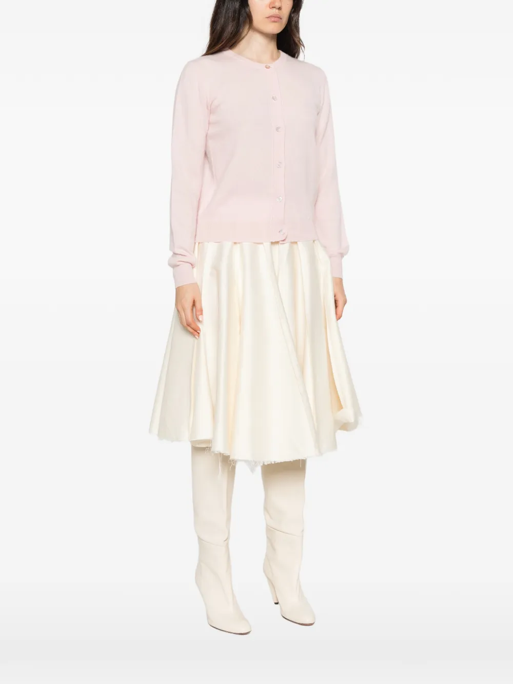 Aragona button-up ribbed-trim cardigan Roze
