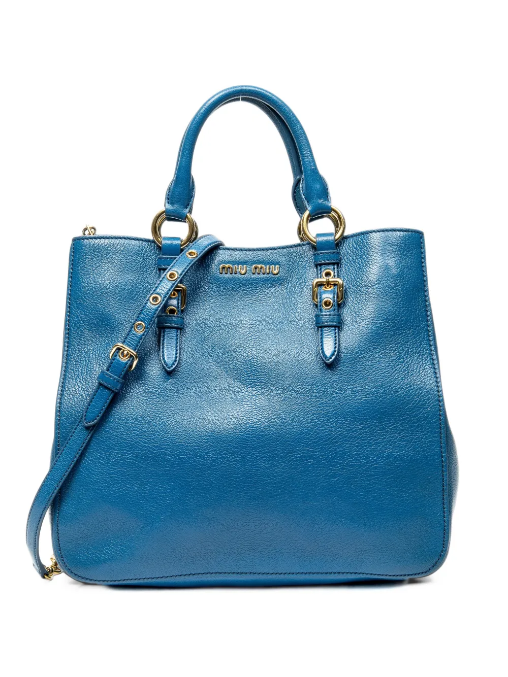 Miu Miu Pre-Owned square leather tote bag - Blu