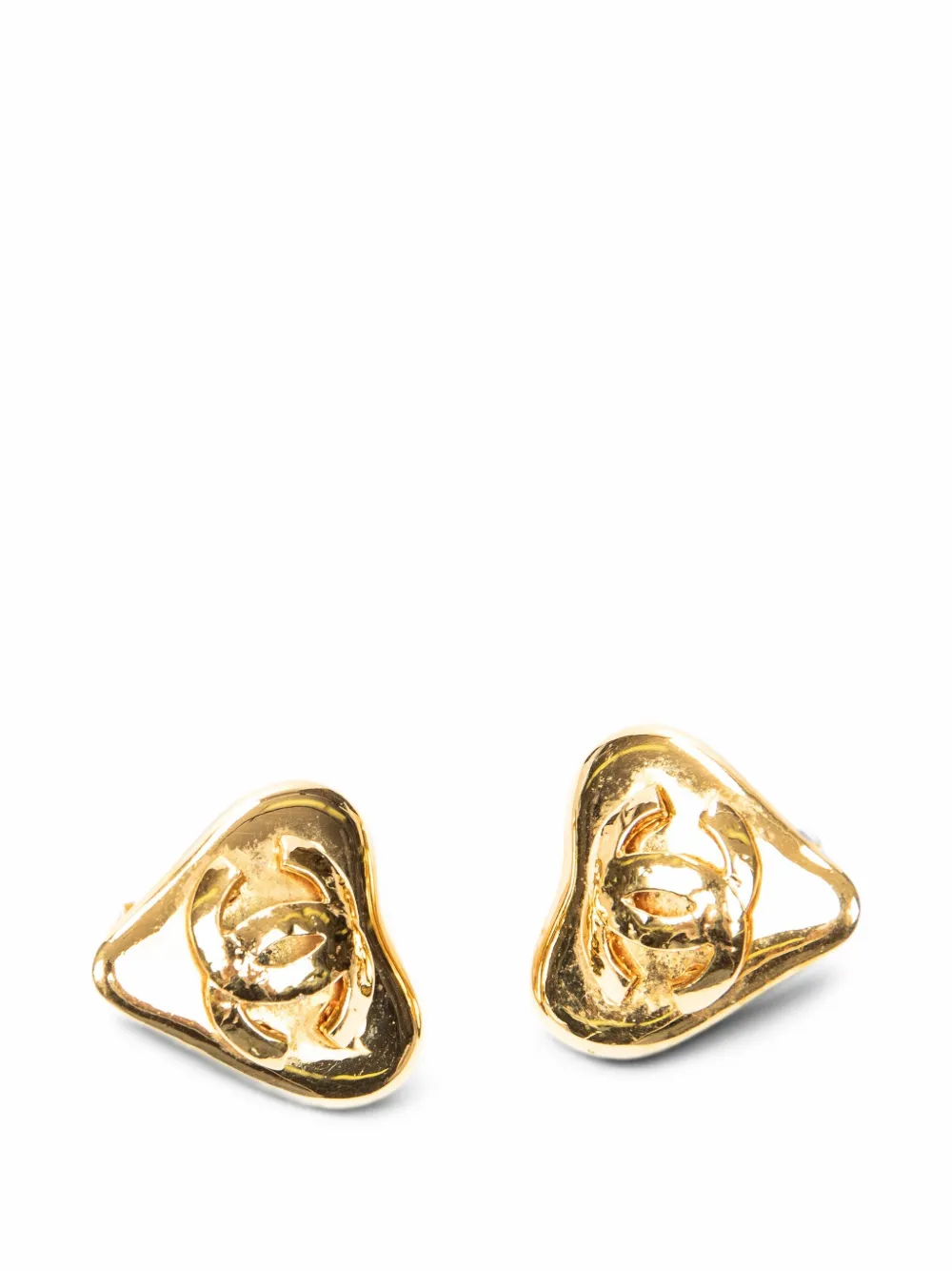 CHANEL Pre-Owned CC heart clip-on earrings - Gold